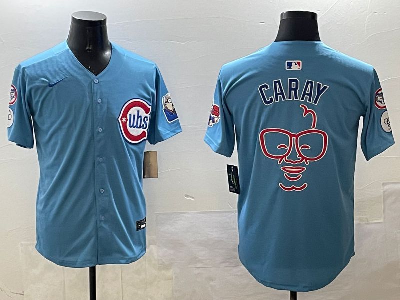 Men Chicago Cubs Blank Light Blue Fashion Joint Name Game 2025 Nike MLB Jersey style 1